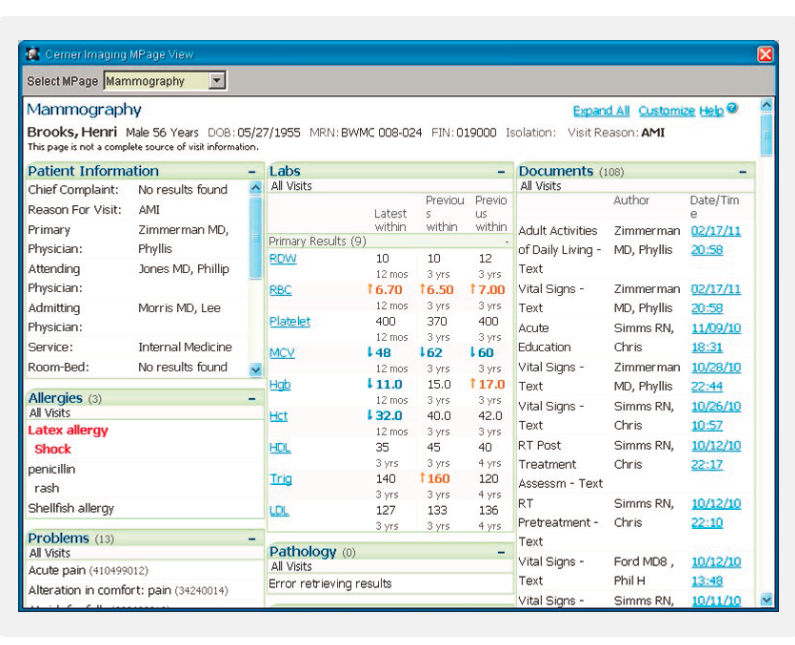 Reviewing Patient Information and Information in Cerner EHR