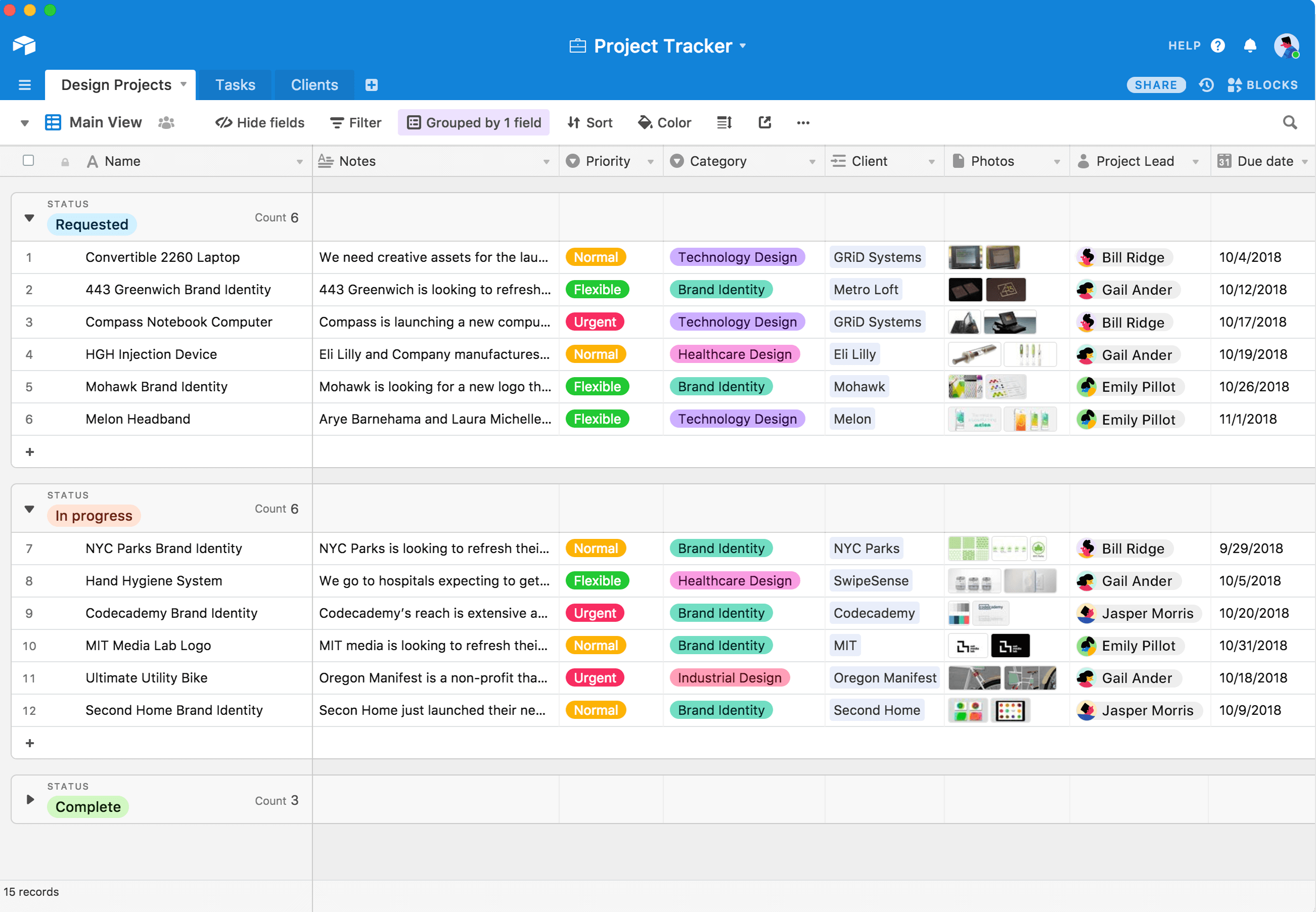 Airtable Dashboard Screenshot