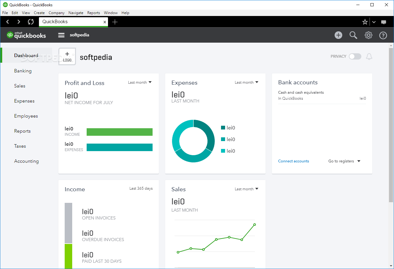 QuickBooks Online Dashboard