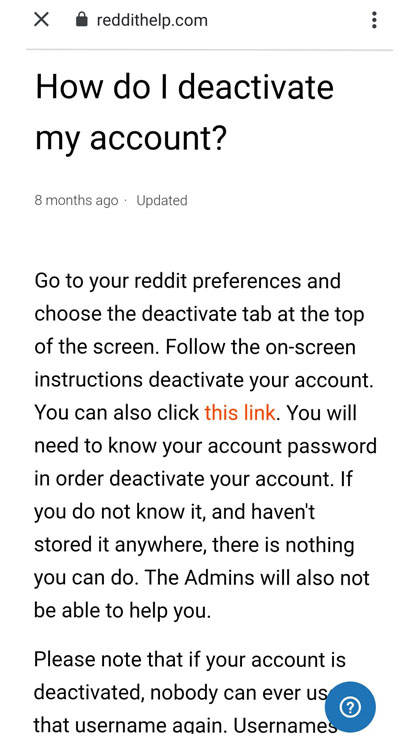 Reddit -Deactivate Article Phone