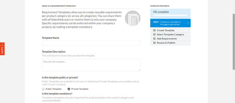 requirement’s template on SelectHub’s Decision Platform