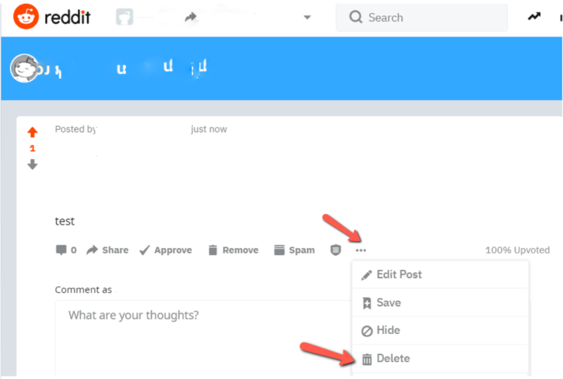 Reddit - Delete Post
