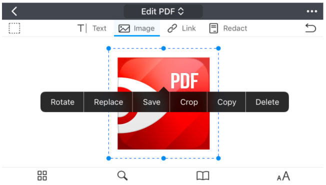 Image Selected with Editing Option in PDF Expert