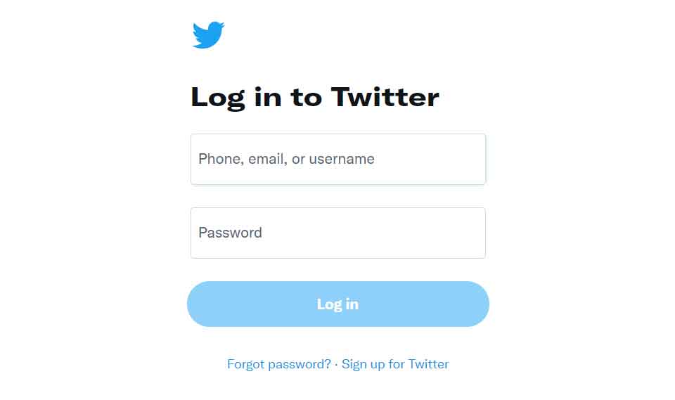 Twitter Desktop Login Screen