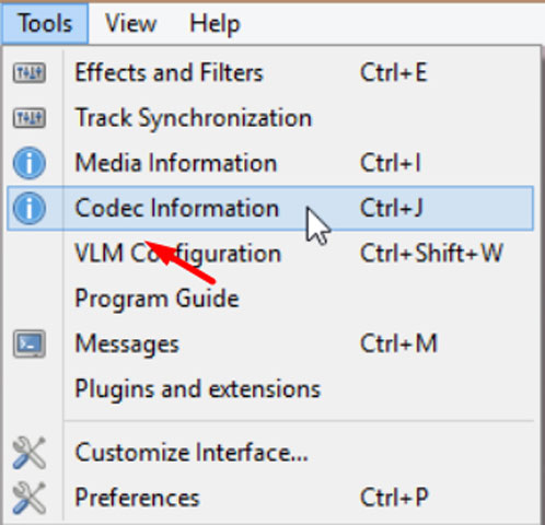 VLC Medial Player Codec Information