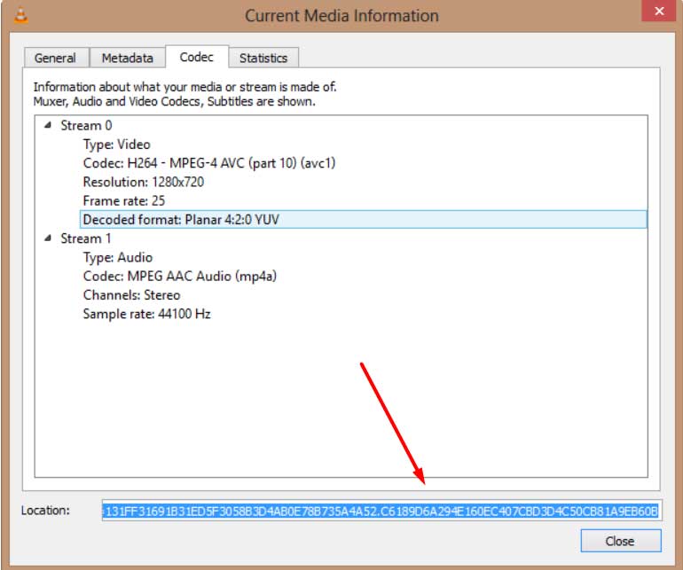 Video file location on VLC Medial Player