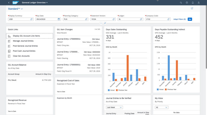 SAP S/4 HANA Fiori Dashboard