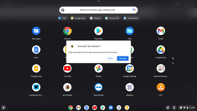 Uninstall application on Chromebook