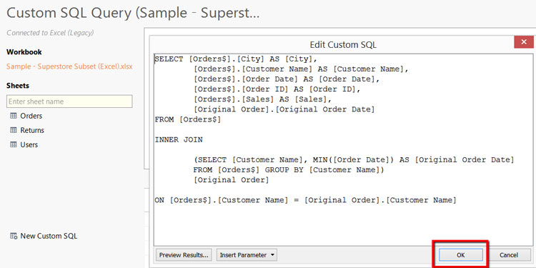 Creating Query in Tableau