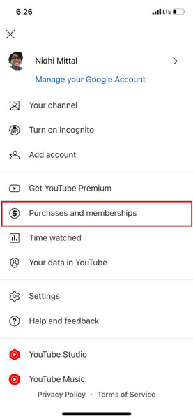 Purchases and Memberships Apple