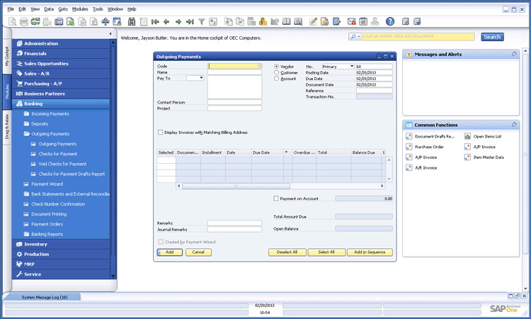 SAP Business One Dashboard