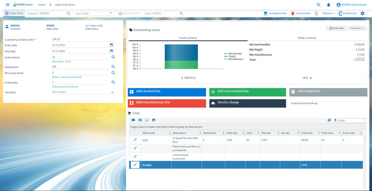 Syspro ERP Dashboard