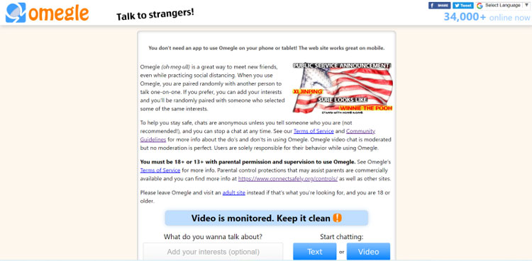 Omegle Homepage