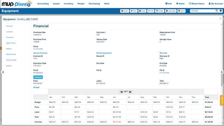 Tracking Equipment, assets and inventory with MVP Plant