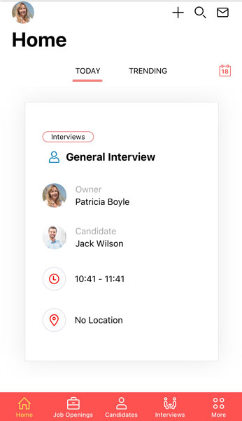 ZohoRecruit Mobile App User Interface