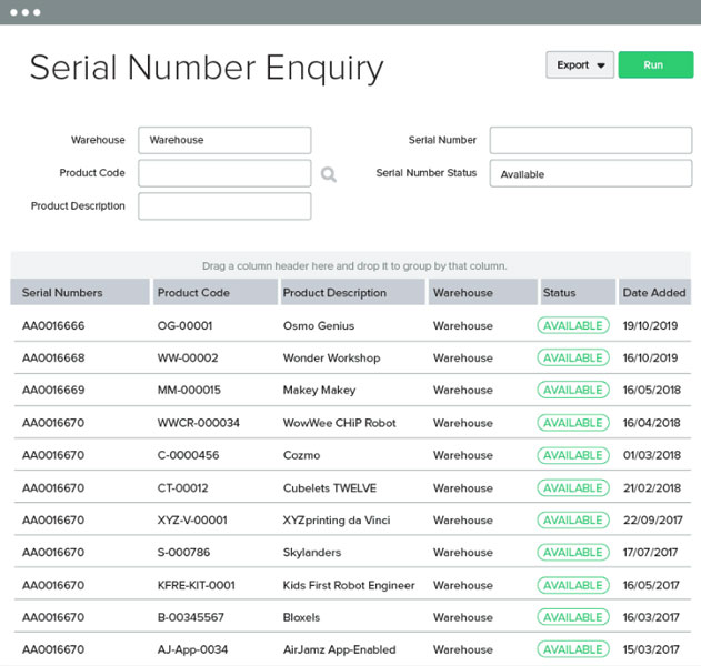 Serial Number Tracking with Unleashed