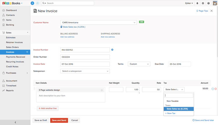 Invoicing in Zoho