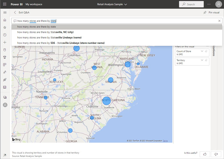 Power BI Q&A Visualization