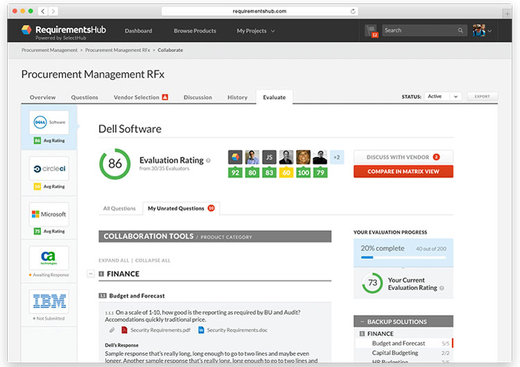 View and Compare Software Vendors in SelectHub Platform