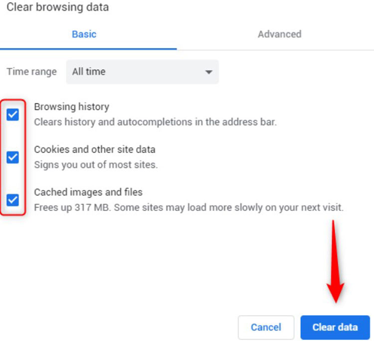 Check All Options While Clearing Browsing Data in Google Chrome