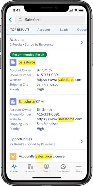 Mobile App Salesforce Sales Cloud