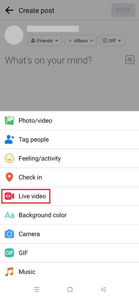 FB Mobile Live Video Option