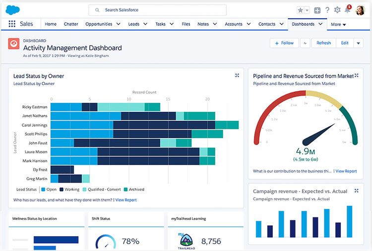 Salesforce Activity Management Dashboard