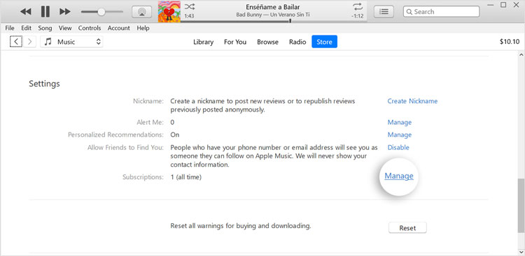 iTune Store Settings