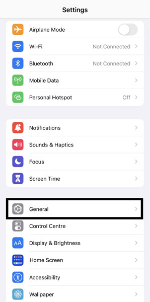 General Settings on iOS