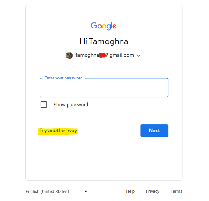 Google Account Login Page