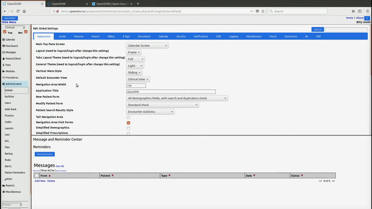 Choosing user interface in OpenEMR