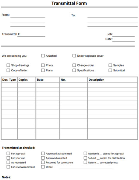 Generic Transmittal Template