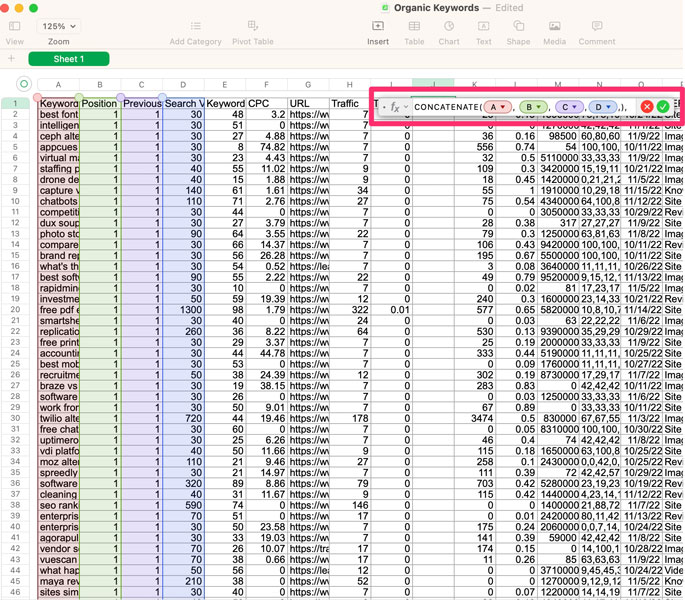 Enter the Unique Identifier Formula in Apple Numbers