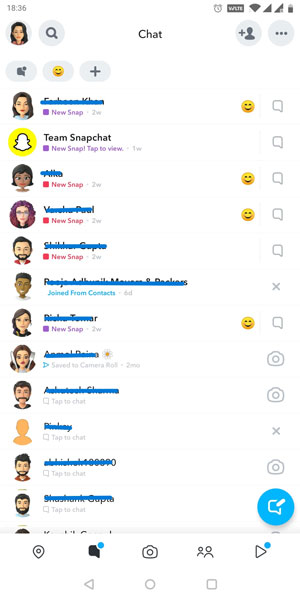 Friend List in Snapchat