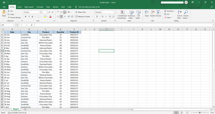 Windows Excel Worksheet Sample