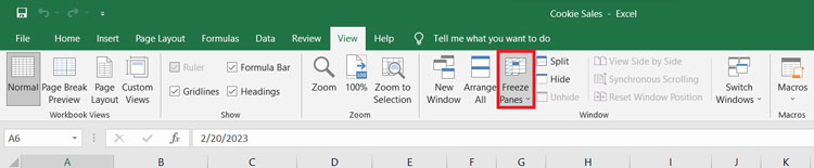 Freeze Pane Option under View Tab in Excel