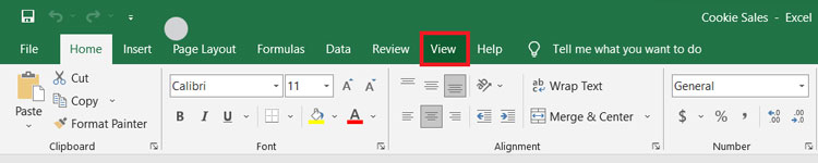 Excel View Tab