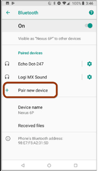 Android Bluetooth Settings