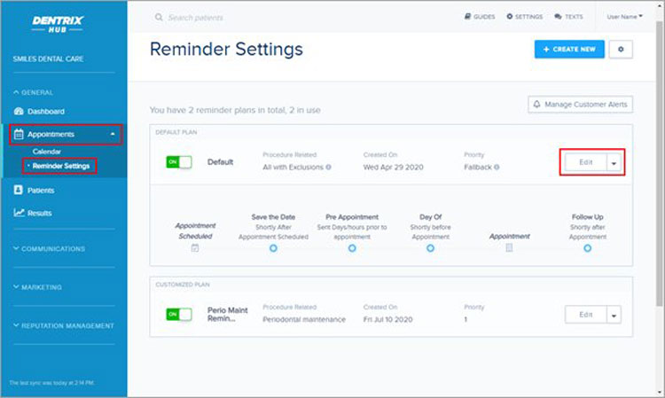 Dentrix Appointment Reminder