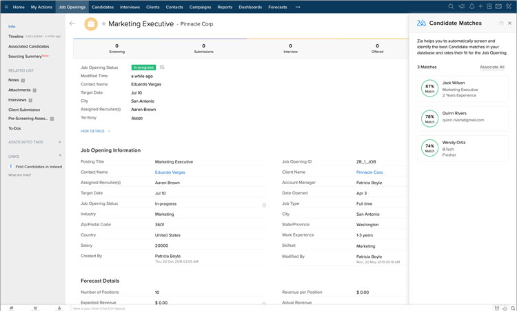 Zoho Recruit AI Screening