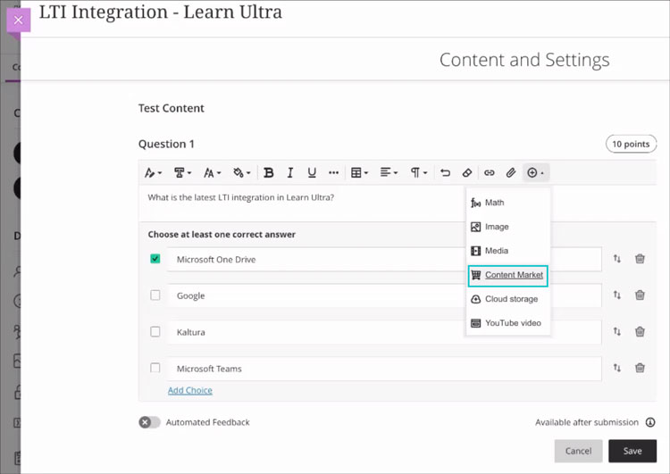 Blackboard Content Market