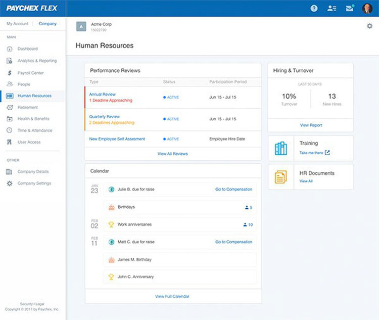 Paychex Flex Dashboard