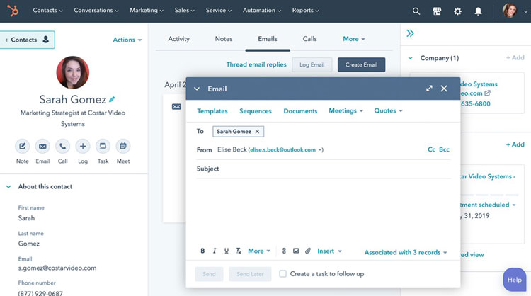 Contact Management Module in HubSpot Sales