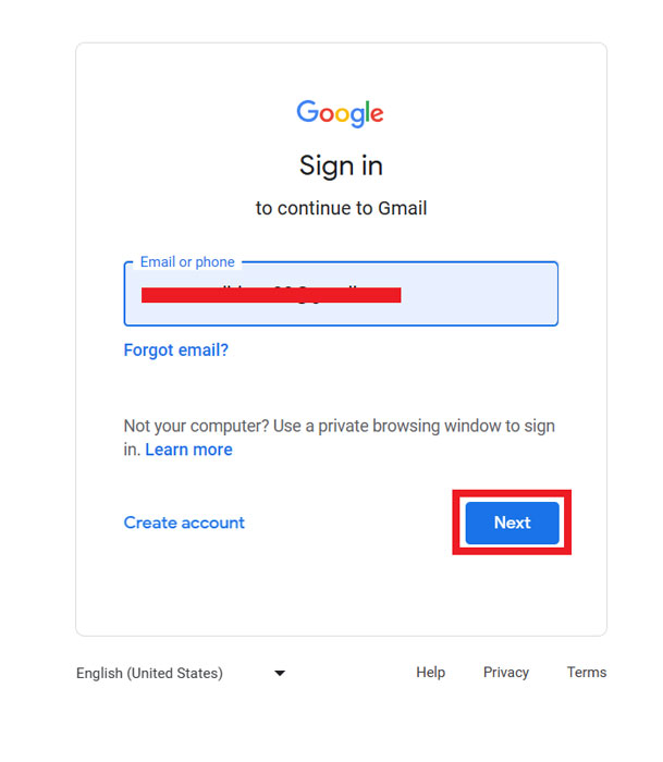 Google Sign In Page