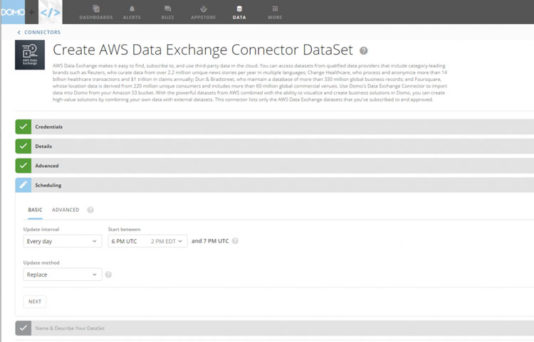 Domo AWS Data Exchange Connector