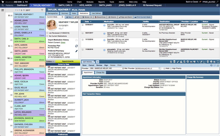 AdvancedMD Clinical Workflows Management Dashboard