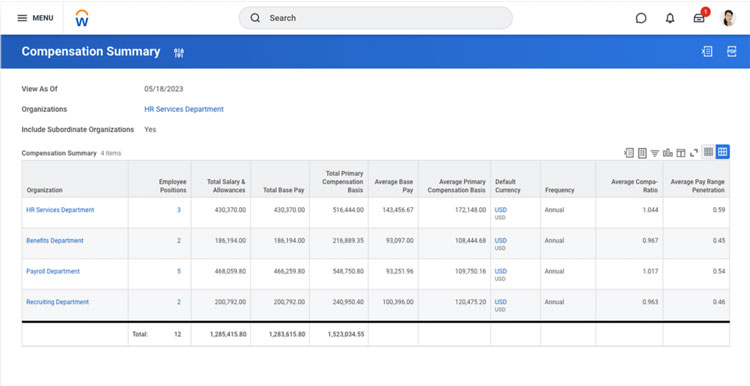 Workday Compensation Summary