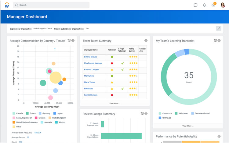 Workday Talent Management Overview Manager Dashboard