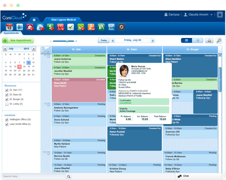 Care Cloud Central Multi-View Calendar