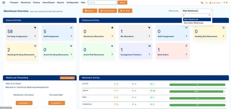 Transvirtual 3PL Dashboard